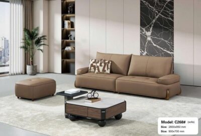 Bộ sofa văng nhập khẩu da sinh thái cao cấp – Model: C268# (YX)