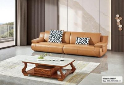Bộ sofa văng nhập khẩu da bò thật cao cấp 100% – Model: H89# (YX)