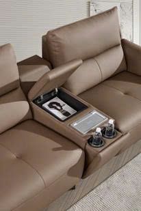 Alternative view of Bộ sofa văng điện + đôn da sinh thái nhập khẩu cao cấp – Model: 9031# (YX)