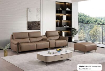 Bộ sofa văng điện + đôn da sinh thái nhập khẩu cao cấp – Model: 9031# (YX)