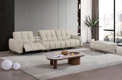 Bộ sofa thư giãn điện  + đôn da sinh thái nhập khẩu cao cấp – Model: 9052# (YX)