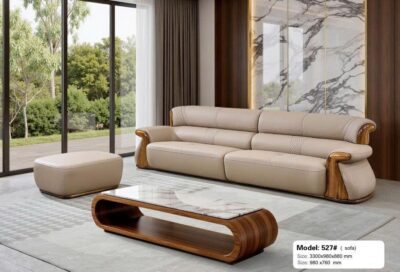 SoFa chữ I da siêu sợi gỗ mun, da siêu sợi nhập khẩu - Moden: 527#