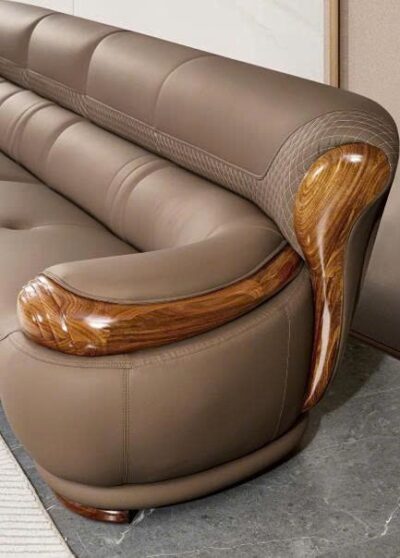 Alternative view of SoFa góc da siêu sợi, gỗ mun cao cấp nhập khẩu – Moden: 518#