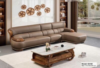 SoFa góc da siêu sợi, gỗ mun cao cấp nhập khẩu – Moden: 518# - Ảnh 3