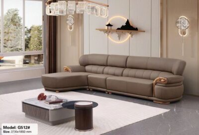 SoFa góc da siêu sợi, gỗ mun cao cấp nhập khẩu – Moden: 512#