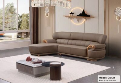 Alternative view of SoFa góc da siêu sợi, gỗ mun cao cấp nhập khẩu – Moden: 512#