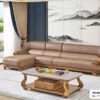 SoFa góc da bò thật 100%, gỗ mun cao cấp nhập khẩu – Moden: H46# (YX)