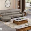 SoFa góc da bò thật 100%, gỗ mun cao cấp nhập khẩu – Moden: H68# (YX)