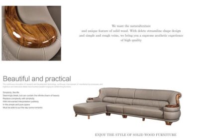 Alternative view of SoFa góc da bò thật 100%, gỗ mun cao cấp nhập khẩu – Moden: H68# (YX)