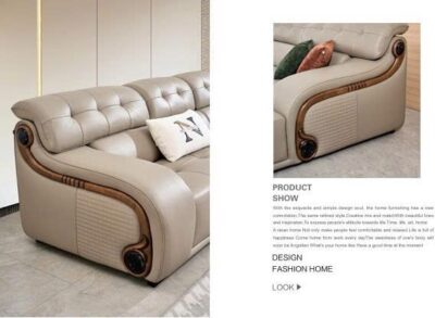 Alternative view of Bộ sofa góc chữ L bọc da sinh thái cao cấp – Model: 6115# (SD)