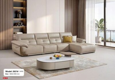 Bộ sofa góc chữ L bọc da sinh thái cao cấp – Model: 2631# (SD)