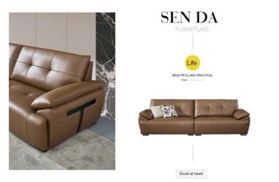 Bộ sofa văng chữ I bọc da sinh thái cao cấp + đôn – Model: C255# (SD) - Ảnh 3