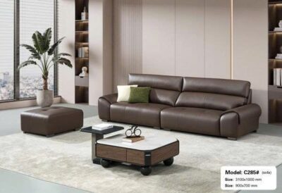 Bộ sofa văng chữ I bọc da sinh thái cao cấp + đôn – Model: C285# (SD)