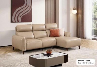 Bộ sofa góc chữ L bọc da sinh thái cao cấp – Model: C288# (SD)