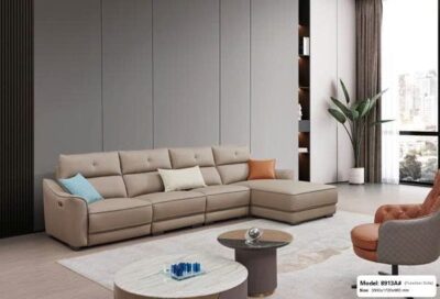 Sofa góc chữ L da sinh thái chỉnh điện nhập khẩu – Model: 8913A# (SD)