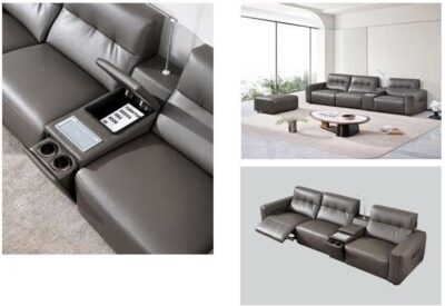 Alternative view of Bộ sofa điện thư giãn da sinh thái+đôn nhập khẩu – Model: 5028# (SD)