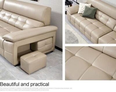 Bộ sofa văng chữ I da sinh thái + đôn nhập khẩu – Model: 6625# (SD) - Ảnh 4