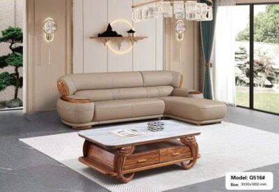 SoFa góc da siêu sợi, gỗ mun cao cấp nhập khẩu – Moden: G516# (SD)