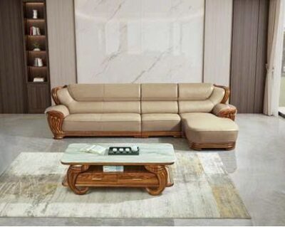 SoFa góc chữ L gỗ mun da siêu sợi cao cấp nhập khẩu – Moden: H66# (SD)