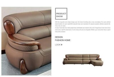 SoFa góc chữ L da siêu sợi, gỗ mun cao cấp nhập khẩu – Moden: G523# (SD) - Ảnh 4