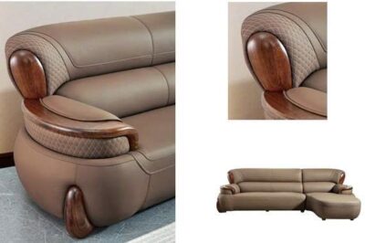 SoFa góc chữ L da siêu sợi, gỗ mun cao cấp nhập khẩu – Moden: G523# (SD) - Ảnh 3