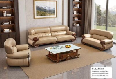Bộ Sofa 1+2+3 gỗ mun da bò thật 100% cao cấp nhập khẩu – Moden: H46#(SD)