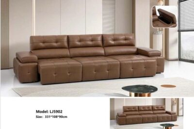 Bộ sofa văng chữ I điện thư giãn da bò thật 100% nhập khẩu – Model: LJ5902 (LD)
