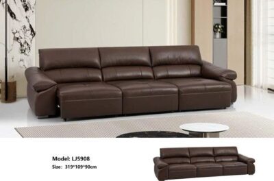 Bộ sofa văng chữ I chỉnh điện thư giãn da bò thật 100% nhập khẩu – Model: LJ5908 (LD)