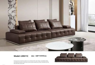 Alternative view of Sofa văng chữ I da bò thật toàn phần + đôn nhập khẩu – Model: LS9611C (LD)