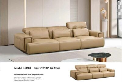 Sofa văng chữ I da bò thật cao cấp nhập khẩu+đôn – Model: LJ8289 (LD)