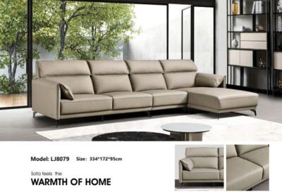 Alternative view of Sofa góc chữ L nhập khẩu da bò thật cao cấp – Model: LJ8079 (LD)