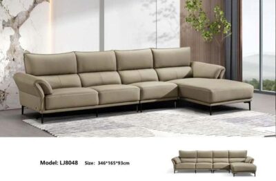 Sofa góc chữ L nhập khẩu da bò thật cao cấp – Model: LJ8048 (LD)