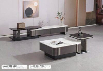 Bàn trà mặt đá thủy tinh 2 tầng nhập khẩu – Model 1350-Y65# (SD).