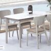 Bàn ăn mặt đá thủy tinh nhập khẩu - Model: 2A065-3B#