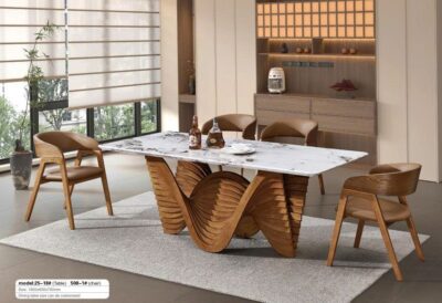 Bàn ăn mặt đá cao cấp dày 3cm nhập khẩu – Model: 25-18# (YX)